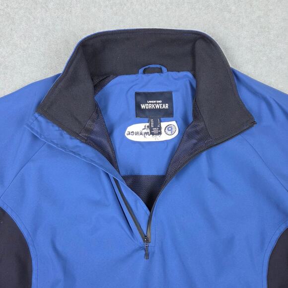 Lands' End Workwear 1/4 Zip Windbreaker Size Large Pearl Insurance Logo on back - Picture 5 of 15